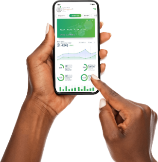 hands using online banking app on cellphone